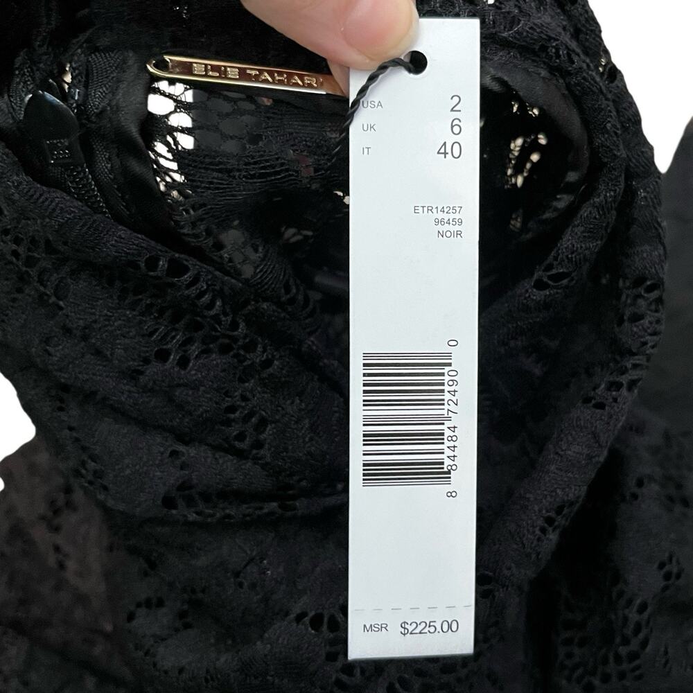 Elie Tahari Lace Sheath Dress Size 2 Twist Front Mock Neck Long Sleeve Classic - Picture 8 of 11